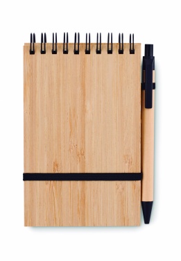 Logotrade promotional gift picture of: A6 bamboo notepad with pen SONORABAM