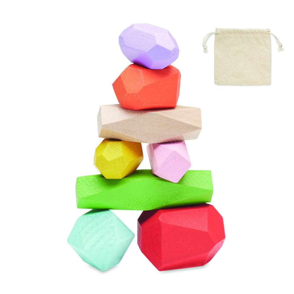 Logo trade corporate gifts picture of: 8 stacking wood rocks in pouch