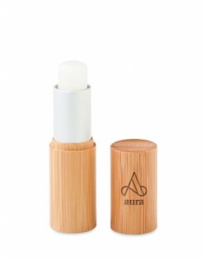 Logo trade promotional products image of: Lip balm in bamboo tube box