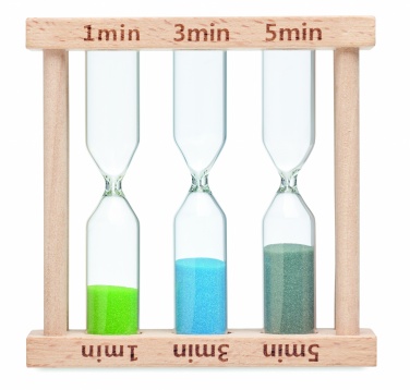 Logo trade promotional product photo of: Set of 3 wooden sand timer