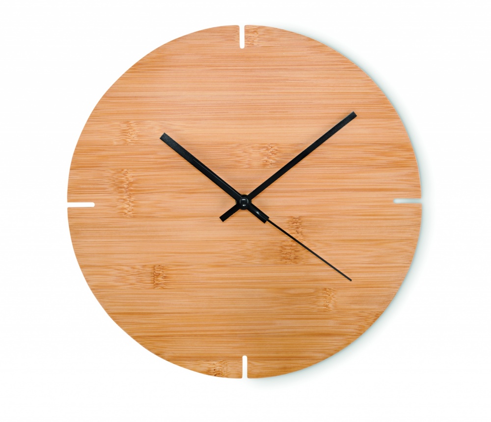 Logo trade corporate gifts picture of: Round shape bamboo wall clock