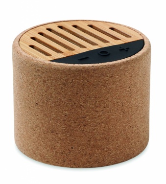 Logo trade promotional merchandise picture of: Round cork wireless speaker