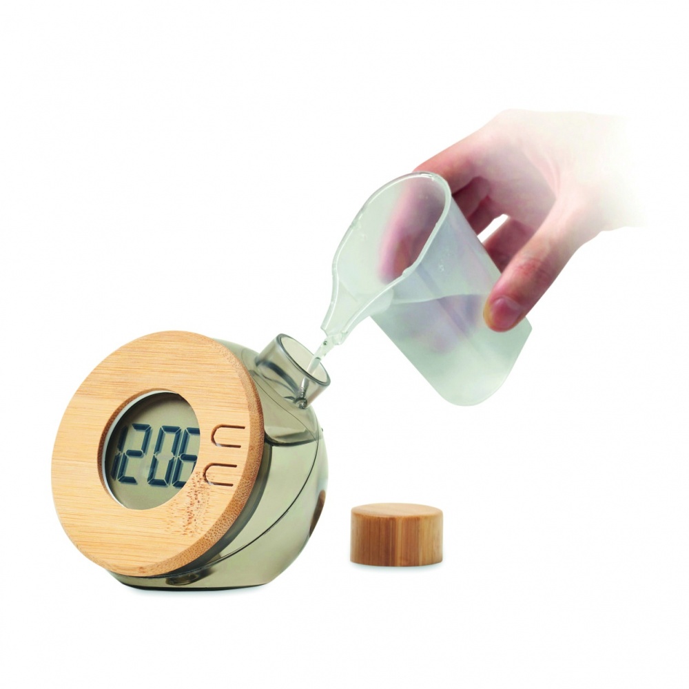Logotrade corporate gift picture of: Water powered bamboo LCD clock