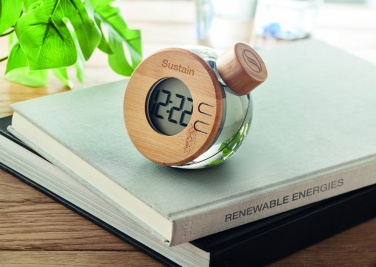 Logo trade advertising products picture of: Water powered bamboo LCD clock