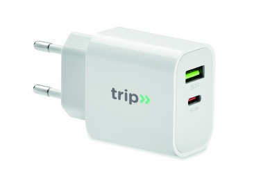 Logo trade promotional items picture of: 18W 2 port USB charger EU plug