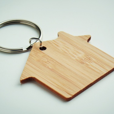 Logotrade corporate gift image of: House shaped bamboo key ring Järvenpää