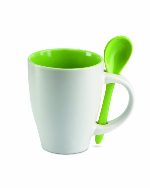 Logo trade corporate gift photo of: Bicolour mug with spoon 250 ml