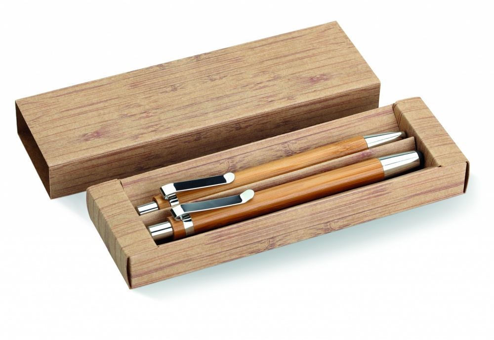 Logotrade promotional product image of: Bamboo pen and pencil set
