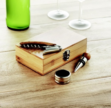 Logotrade promotional item image of: Wine set in bamboo box