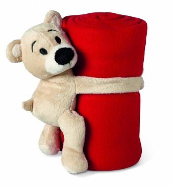Logo trade corporate gifts image of: Fleece blanket with bear
