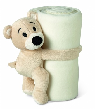 Logo trade promotional merchandise image of: Fleece blanket with bear