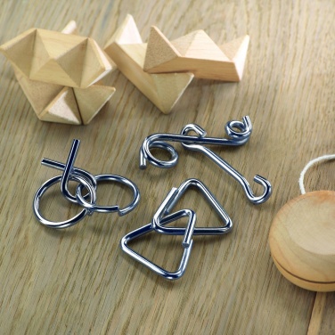 Logo trade promotional items picture of: Set of 3 metal brain teasers