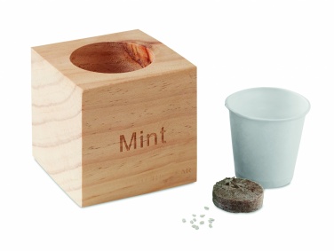 Logotrade business gifts photo of: Herb pot wood "MINT"