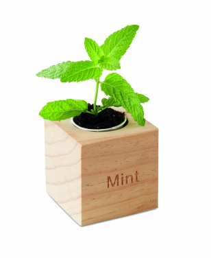 Logo trade advertising products image of: Herb pot wood "MINT"