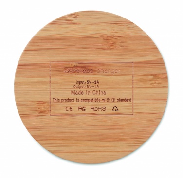 Logo trade corporate gift photo of: Wireless charger bamboo 5W