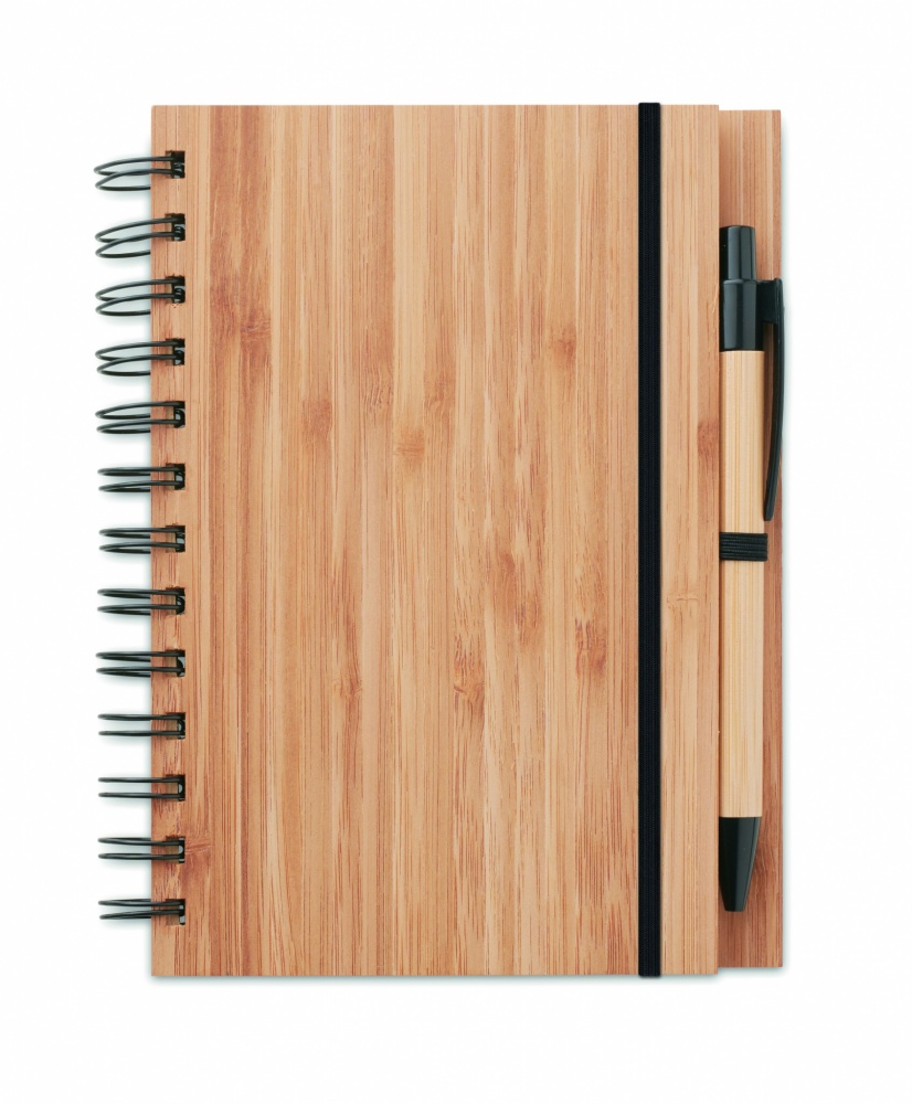 Logo trade advertising products picture of: Bamboo notebook with pen lined BAMBLOC