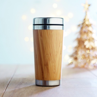 Logotrade advertising products photo of: Double wall bamboo flask 430ml