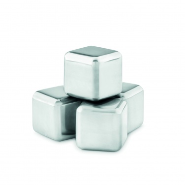 Logo trade promotional item photo of: Set of 4 SS ice cubes in pouch