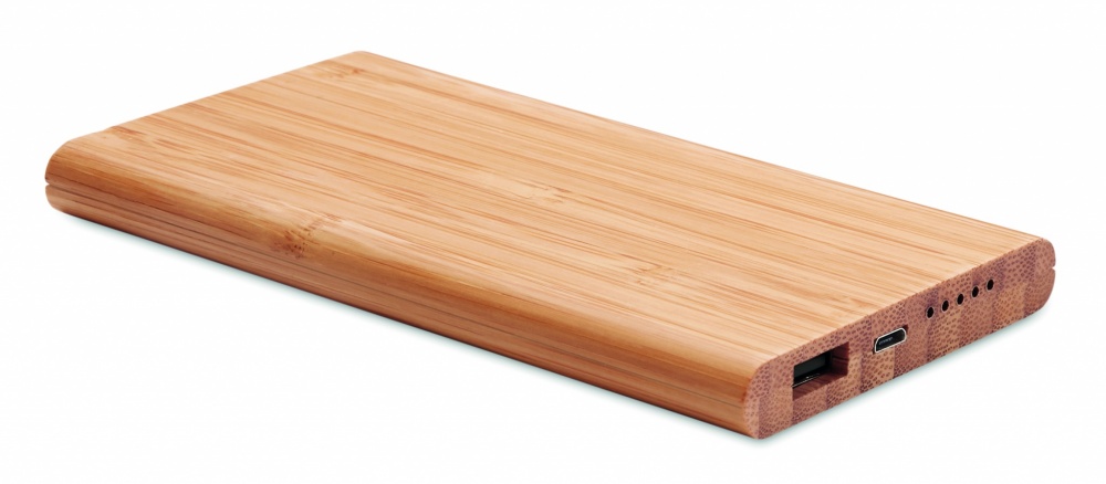 Logotrade promotional products photo of: Wireless power bank in bamboo 6000mAh ARENA