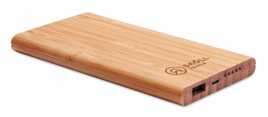 Logo trade promotional gifts image of: Wireless power bank in bamboo 6000mAh ARENA
