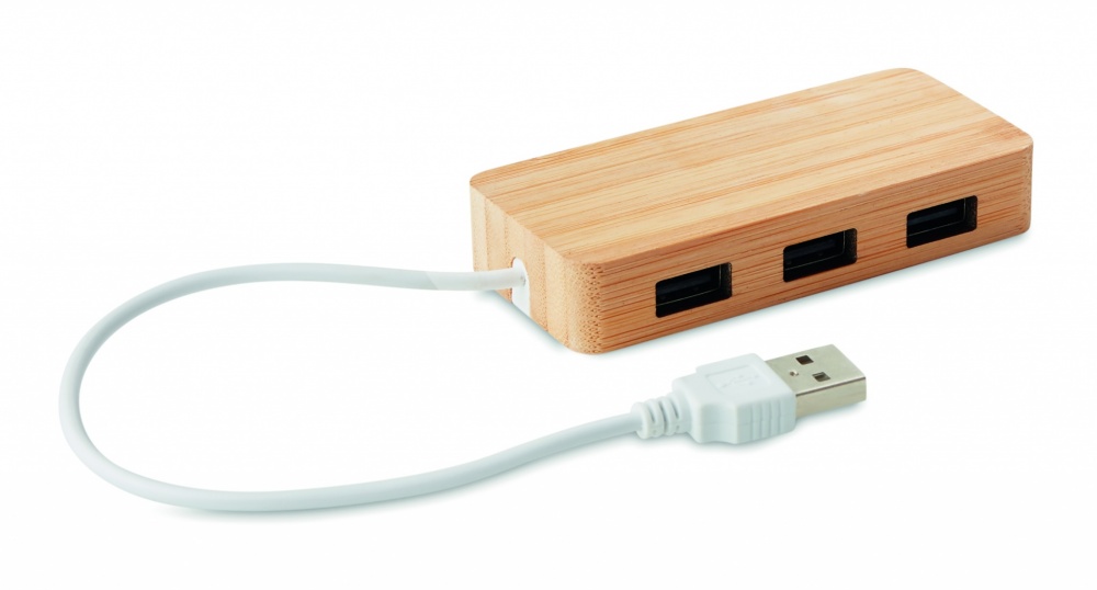 Logo trade promotional merchandise photo of: Bamboo USB 3 ports hub