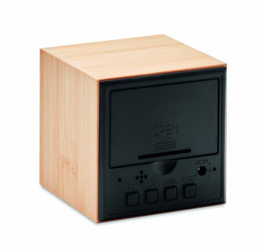Logotrade promotional product picture of: LED alarm clock bamboo casing Dortmund