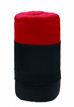 Logo trade business gifts image of: RPET fleece travel blanket