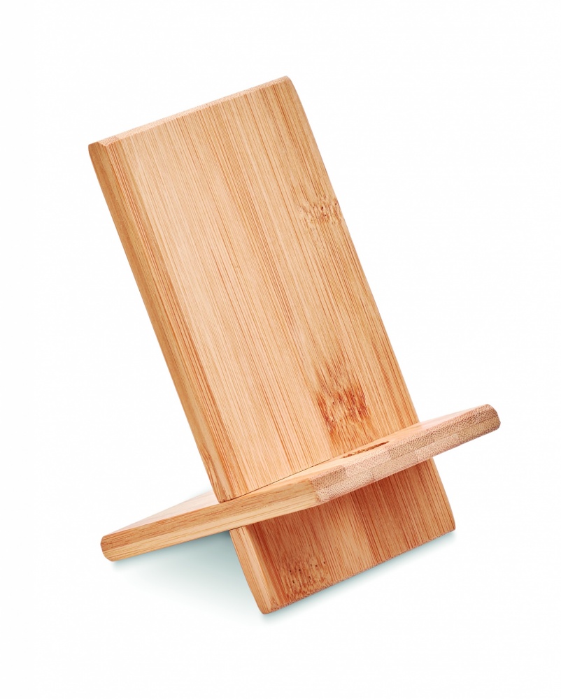 Logo trade corporate gift photo of: Bamboo phone stand/ holder WHIPPY