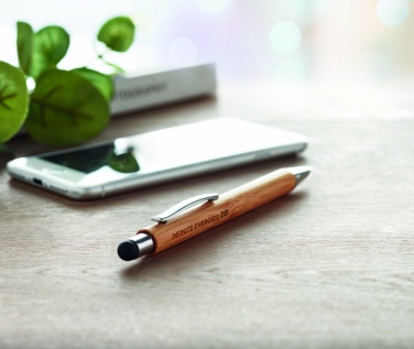 Logo trade business gifts image of: Bamboo ballpoint pen with blue ink