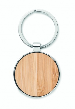 Logotrade promotional item image of: Round key ring metal bamboo Dobele