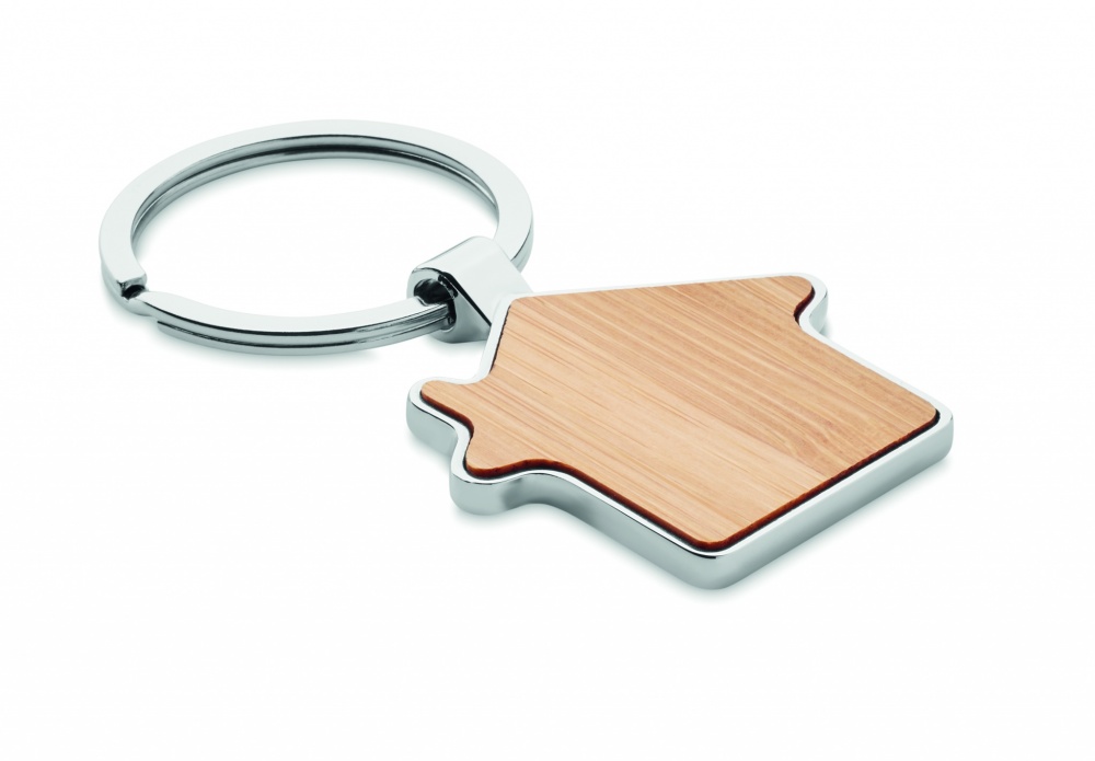 Logotrade advertising products photo of: House key ring metal bamboo NORDIC