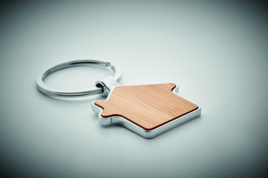 Logo trade promotional item photo of: House key ring metal bamboo NORDIC