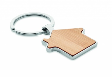 Logo trade corporate gifts image of: House key ring metal bamboo NORDIC