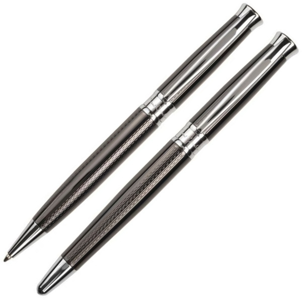Logo trade promotional giveaway photo of: Metal set of ballpoint pen and roller ROI