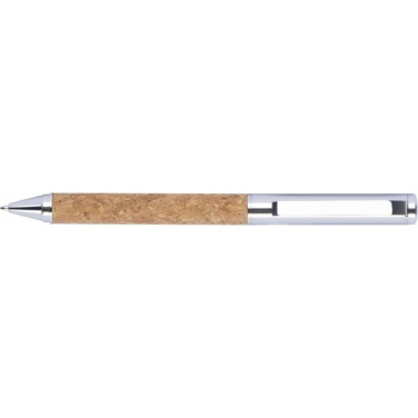 Logo trade business gifts image of: Twist-ballpen metal and cork LILLEHAMMER