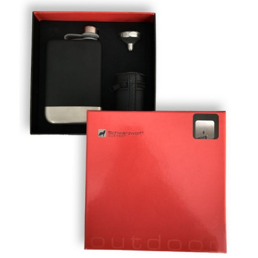 Logotrade promotional merchandise photo of: Hip flask set TAHAT Schwarzwolf
