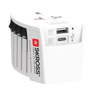 Logotrade promotional merchandise picture of: SKROSS World Travel Adapter MUV 2-pole with USB A and C