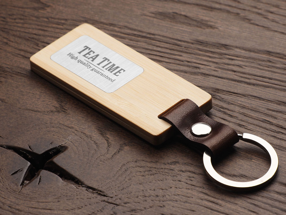 Logo trade promotional merchandise picture of: Wooden keyring 1853292