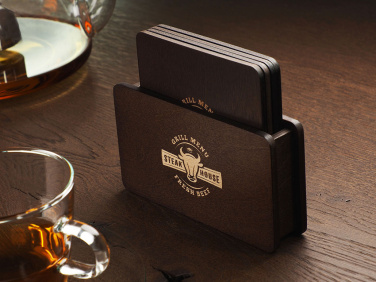 Logo trade corporate gifts image of: Wooden box with 4 coasters 1871121