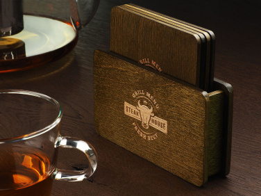 Logo trade promotional item photo of: Wooden box with 4 coasters 1871121