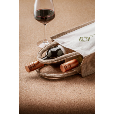 Logotrade business gifts photo of: Jute Canvas Double Wine Bag