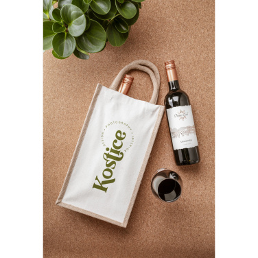 Logotrade corporate gift picture of: Jute Canvas Double Wine Bag