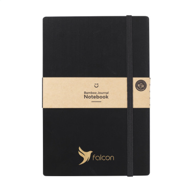 Logo trade business gifts image of: Bamboo Journal Naked Spine Paper Notebook Black A5