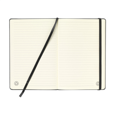 Logo trade promotional merchandise image of: Montana Recycled Leather Paper Notebook A5