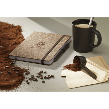 Logo trade business gift photo of: CoffeeGround Cork Paper Notebook A5