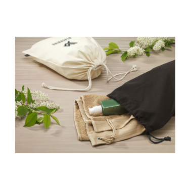 Logo trade promotional gifts image of: Gift Pouch Natural GRS Recycled Cotton (150 g/m²) L