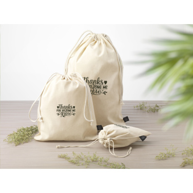 Logo trade promotional merchandise image of: Gift Pouch Natural GRS Recycled Cotton (150 g/m²) S