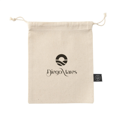 Logotrade business gift image of: Gift Pouch Natural GRS Recycled Cotton (150 g/m²) S
