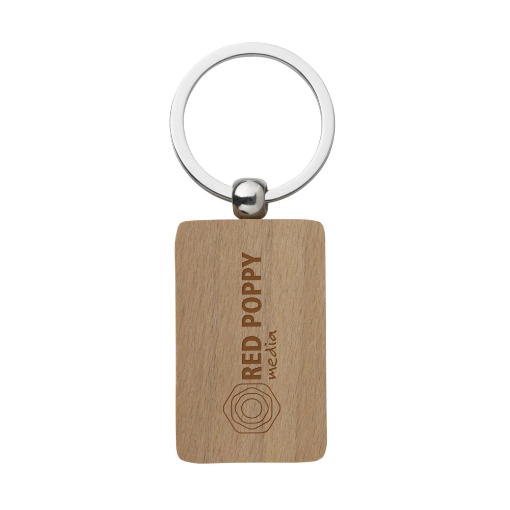 Logotrade promotional item image of: WoodKey Rectangle keychain