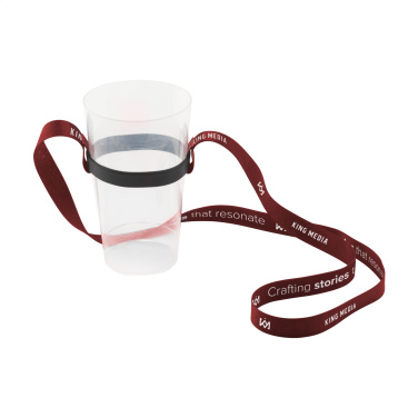 Logotrade promotional gift picture of: Lanyard Sublimation RPET 1.5 cm with Cup holder